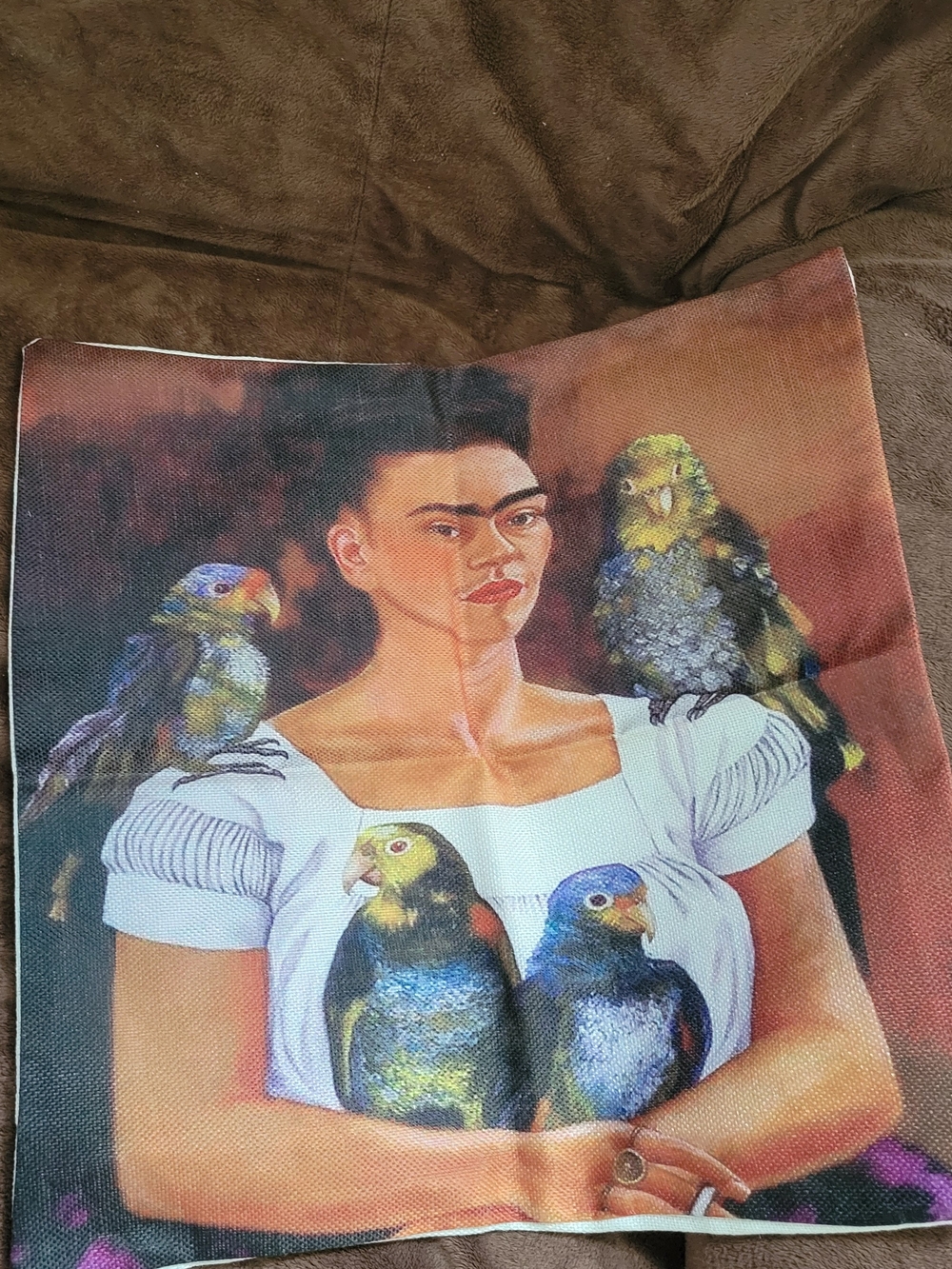 Decorative Frida Kahlo Bird Print Throw Pillow Cover - Multicolor